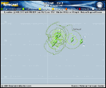 Tropical Storm NADINE forecast track map as of National Hurricane Center discussion number 28