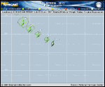 Tropical Depression FOURTEEN forecast track map as of National Hurricane Center discussion number 2