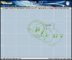 Tropical Storm NADINE forecast track map as of National Hurricane Center discussion number 32