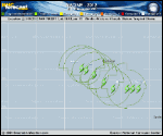Tropical Storm NADINE forecast track map as of National Hurricane Center discussion number 34
