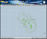 Tropical Storm NADINE forecast track map as of National Hurricane Center discussion number 36
