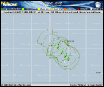 Tropical Storm NADINE forecast track map as of National Hurricane Center discussion number 37