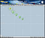 Tropical Storm NADINE forecast track map as of National Hurricane Center discussion number 3