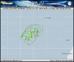 Tropical Storm NADINE forecast track map as of National Hurricane Center discussion number 49