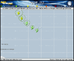 Tropical Storm NADINE forecast track map as of National Hurricane Center discussion number 4