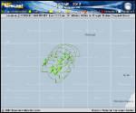 Tropical Storm NADINE forecast track map as of National Hurricane Center discussion number 50