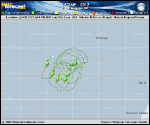 Tropical Storm NADINE forecast track map as of National Hurricane Center discussion number 51