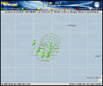 Tropical Storm NADINE forecast track map as of National Hurricane Center discussion number 52