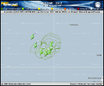Tropical Storm NADINE forecast track map as of National Hurricane Center discussion number 53