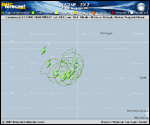 Tropical Storm NADINE forecast track map as of National Hurricane Center discussion number 54