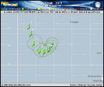 Tropical Storm NADINE forecast track map as of National Hurricane Center discussion number 55
