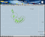 Tropical Storm NADINE forecast track map as of National Hurricane Center discussion number 56