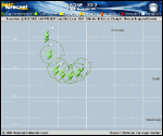 Tropical Storm NADINE forecast track map as of National Hurricane Center discussion number 57