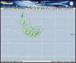 Tropical Storm NADINE forecast track map as of National Hurricane Center discussion number 58