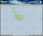 Tropical Storm NADINE forecast track map as of National Hurricane Center discussion number 59