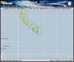Tropical Storm NADINE forecast track map as of National Hurricane Center discussion number 5