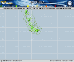 Tropical Storm NADINE forecast track map as of National Hurricane Center discussion number 61
