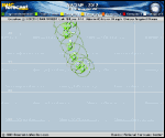 Tropical Storm NADINE forecast track map as of National Hurricane Center discussion number 63