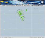 Tropical Storm NADINE forecast track map as of National Hurricane Center discussion number 67