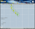 Tropical Storm NADINE forecast track map as of National Hurricane Center discussion number 6