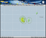 Hurricane NADINE forecast track map as of National Hurricane Center discussion number 72