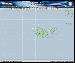 Tropical Storm NADINE forecast track map as of National Hurricane Center discussion number 77