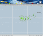 Tropical Storm NADINE forecast track map as of National Hurricane Center discussion number 78