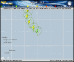 Tropical Storm NADINE forecast track map as of National Hurricane Center discussion number 7