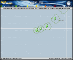 Tropical Storm NADINE forecast track map as of National Hurricane Center discussion number 81