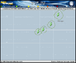Tropical Storm NADINE forecast track map as of National Hurricane Center discussion number 82
