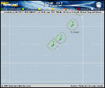 Tropical Storm NADINE forecast track map as of National Hurricane Center discussion number 84