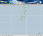 Tropical Storm NADINE forecast track map as of National Hurricane Center discussion number 87