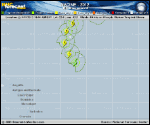 Tropical Storm NADINE forecast track map as of National Hurricane Center discussion number 9