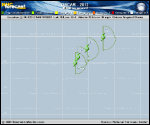 Tropical Storm OSCAR forecast track map as of National Hurricane Center discussion number 4