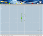 Tropical Depression  forecast track map as of National Hurricane Center discussion number 9