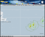 Tropical Depression  forecast track map as of National Hurricane Center discussion number 28