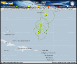 Hurricane RAFAEL forecast track map as of National Hurricane Center discussion number 14