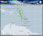 Tropical Storm RAFAEL forecast track map as of National Hurricane Center discussion number 3