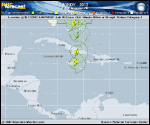 Hurricane SANDY forecast track map as of National Hurricane Center discussion number 10