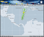 Tropical Storm SANDY forecast track map as of National Hurricane Center discussion number 3