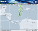 Tropical Storm SANDY forecast track map as of National Hurricane Center discussion number 5
