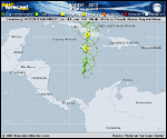 Tropical Storm SANDY forecast track map as of National Hurricane Center discussion number 6
