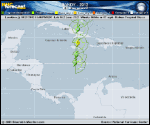 Tropical Storm SANDY forecast track map as of National Hurricane Center discussion number 7