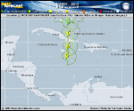 Hurricane SANDY forecast track map as of National Hurricane Center discussion number 9
