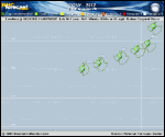 Tropical Storm TONY forecast track map as of National Hurricane Center discussion number 10