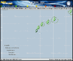 Tropical Depression NINETEEN forecast track map as of National Hurricane Center discussion number 3