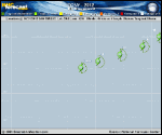 Tropical Storm TONY forecast track map as of National Hurricane Center discussion number 9