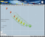 Tropical Storm Teddy forecast track map as of National Hurricane Center discussion number 10