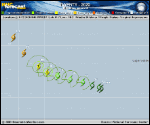 Tropical Depression Twenty forecast track map as of National Hurricane Center discussion number 3