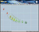 Tropical Storm Teddy forecast track map as of National Hurricane Center discussion number 7